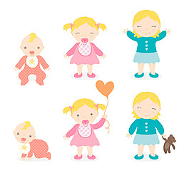 6款卡通嬰兒和女孩矢量素材