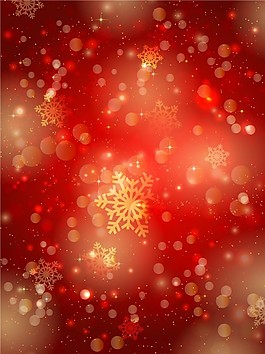 模糊的紅色背景上的星星和雪花