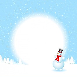 雪的森林背景與一個雪人