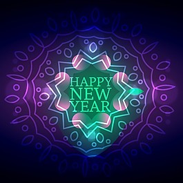 在曼荼羅風(fēng)格鮮明的新年背景