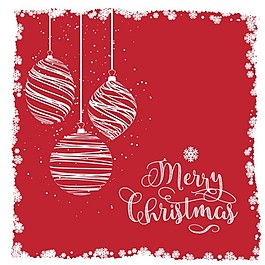 手畫圣誕球在紅色的背景上