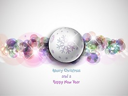雪花背景的銀色圣誕球