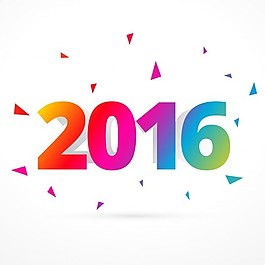 七彩2016快樂的新年賀卡