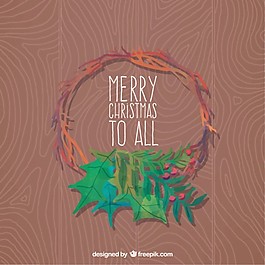 手畫圣誕背景與花環(huán)