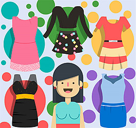 5款时尚女子服饰矢量素材
