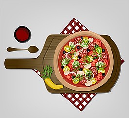 美味披薩俯視圖矢量素材