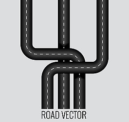 3条弯曲公路矢量素材