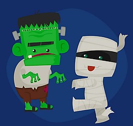 2款卡通万圣节角色矢量图