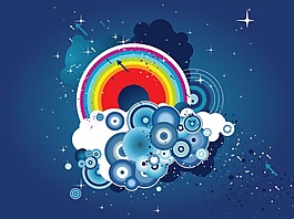 彩色圓圈花紋矢量圖素材