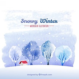 多雪的冬季景觀