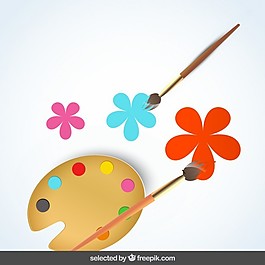摘要背景用鮮花和畫筆