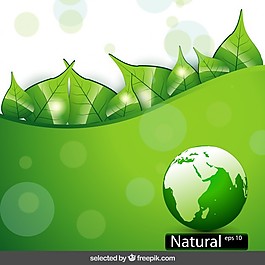 地球和树叶的自然背景
