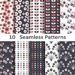 精美無縫花紋拼接背景矢量素材