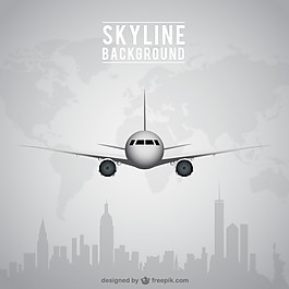 飛機(jī)和天際線背景