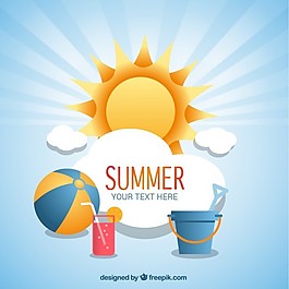 夏季背景與海灘圖標