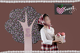 插畫(huà)女孩psd模板