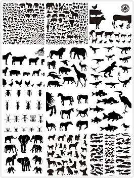動物剪影插畫