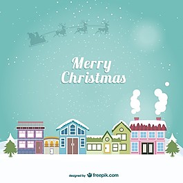 城市景觀的圣誕卡