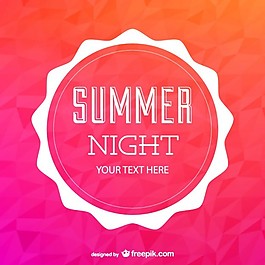 粉紅色和橙色色調(diào)的夏季夜徽章