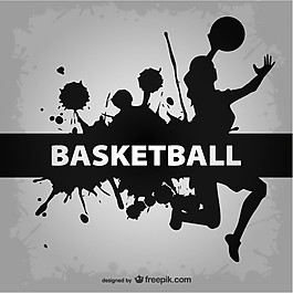 籃球女選手silhoeuette黑色油漆飛濺