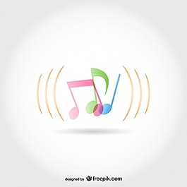 粉紅色，綠色和藍(lán)色的音樂筆記
