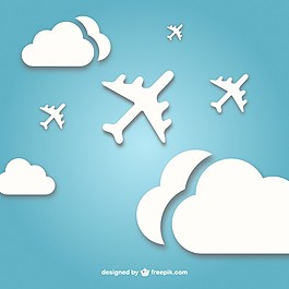 白色飛機(jī)在云層中飛行