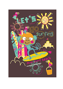 小猴子卡通矢量