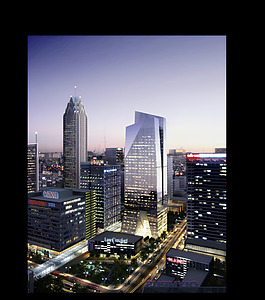 城市建筑繁華夜景效果PSD分層素材