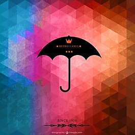 帶黑色雨傘的小三角形背景
