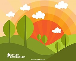 日落春景