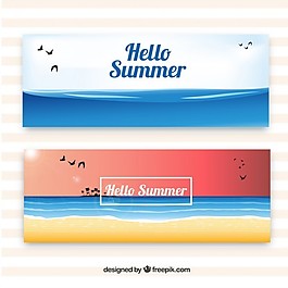 海灘的夏季旗幟