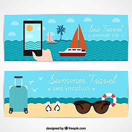 夏季旅游的旗幟