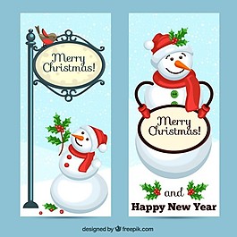 圣誕祝福雪人旗幟包