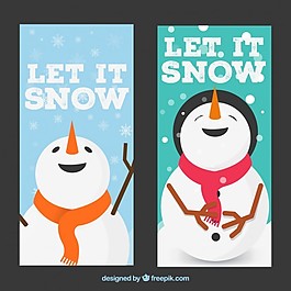 雪人圣誕旗