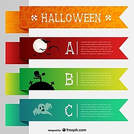 萬圣節的彩色旗幟模板