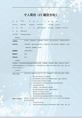IT通信個(gè)人簡歷模板下載