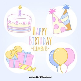 一方面在柔和的色调绘制的生日元素