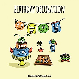 手繪怪物生日裝飾