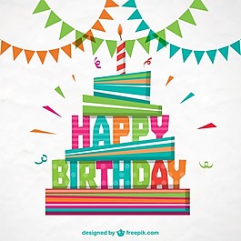七彩快樂生日卡片