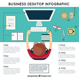在工作場所infography頂視圖