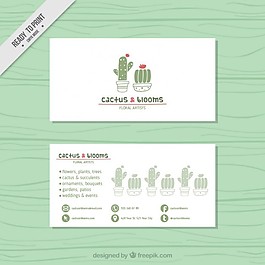 用手拉著可愛仙人掌的名片