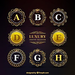 金色豪华圆形标志收藏