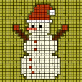 像素化的雪人和圣誕老人的帽子