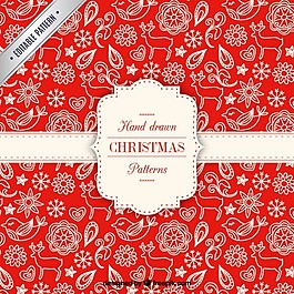 手繪的紅色圣誕圖案