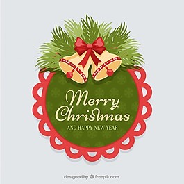 圓形貼紙圣誕的鐘聲與紅色邊框