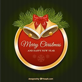 圣誕鐘聲紅色圓形標(biāo)簽