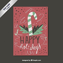 手繪風格的紅色圣誕卡
