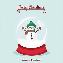 可愛的雪人在圣誕水晶球