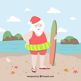 圣克勞斯在海灘上