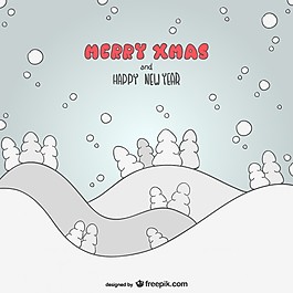 圣诞快乐和新年快乐的雪景矢量